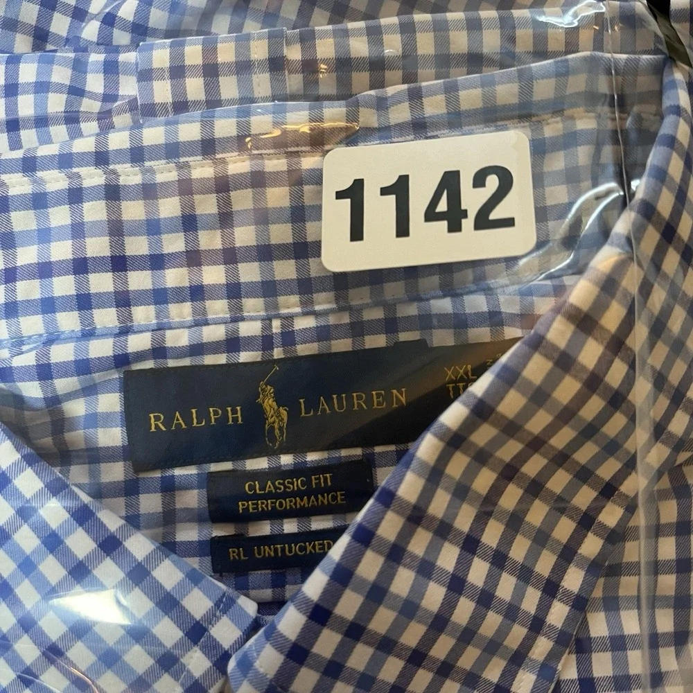 Ralph Lauren Shirt Mens 2XL Plaid RL Untucked Classic Performance Button Down